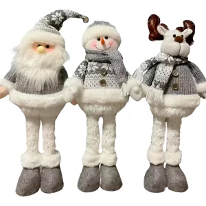3 Monos Patas Larga Pascuero Reno Mono Nieve Muñecos Navidad Color Dorado Premium