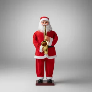 Muñeco De Navidad Santa Claus Musical 180 Cm - Rojo con Saxofón