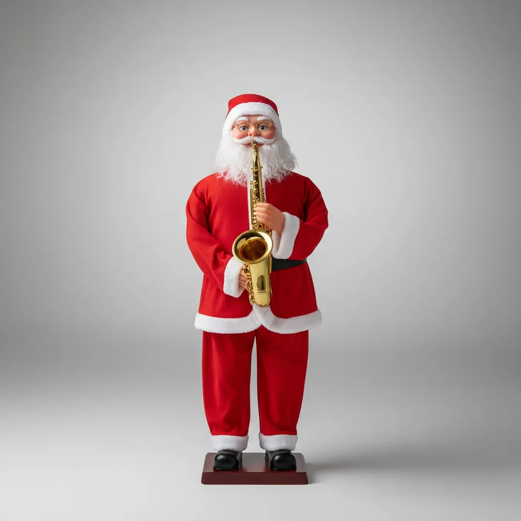 Muñeco De Navidad Santa Claus Musical 180 Cm - Rojo con Saxofón
