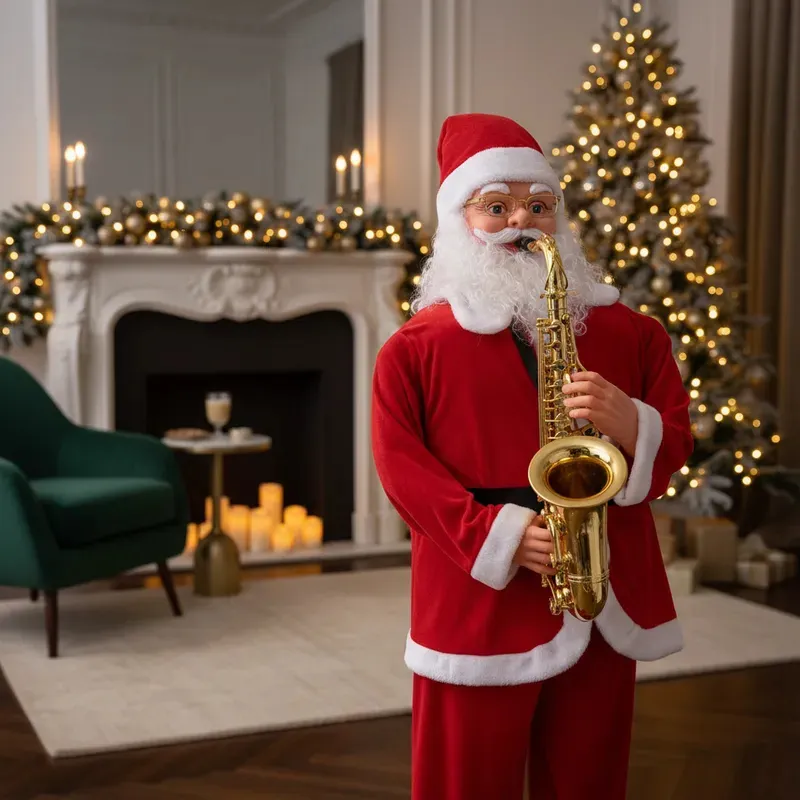 Muñeco De Navidad Santa Claus Musical 180 Cm - Rojo con Saxofón - Imagen 2