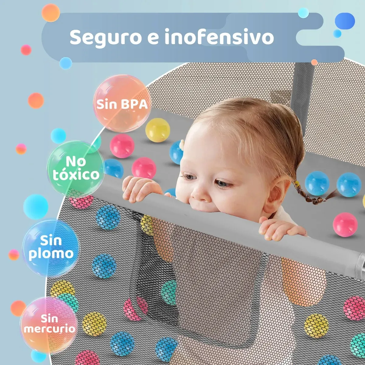 Corral Seguridad Bebes Con Aro De Basket 180cm Gris - Imagen 6