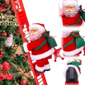 Viejo Pascuero Escalera Luces Led Solar Decoración Navideña